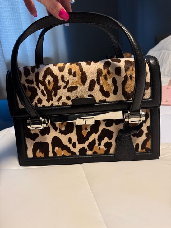 Dior Handbags - Dior Leopard Print Satchel in Black and Brown